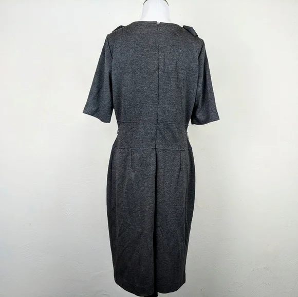 Vintage Julian Taylor Dress Gray Ribbon Career Office Work Business Mad Men - Picture 4 of 8